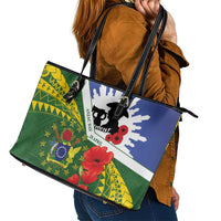 Cook Islands ANZAC Day Leather Tote Bag Last Post Lest We Forget LT14 - Polynesian Pride