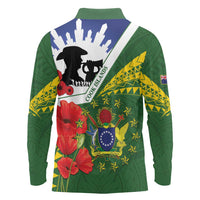 Cook Islands ANZAC Day Long Sleeve Polo Shirt Last Post Lest We Forget LT14 - Polynesian Pride