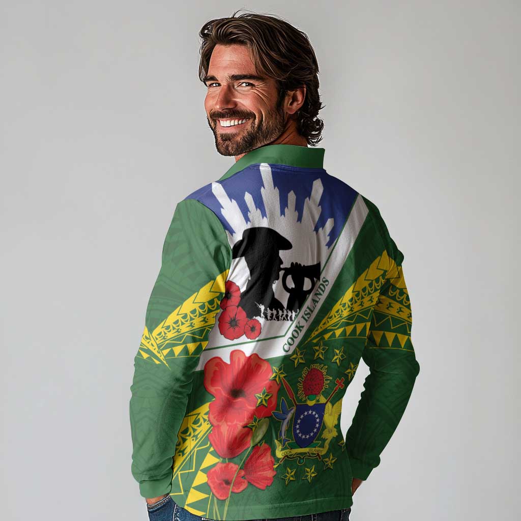 Cook Islands ANZAC Day Long Sleeve Polo Shirt Last Post Lest We Forget LT14 - Polynesian Pride