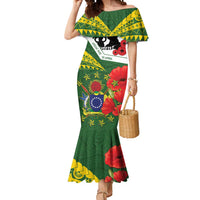 Cook Islands ANZAC Day Mermaid Dress Last Post Lest We Forget LT14 Women Green - Polynesian Pride