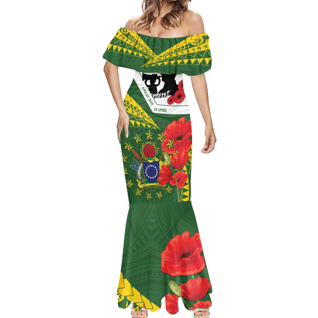 Cook Islands ANZAC Day Mermaid Dress Last Post Lest We Forget LT14 - Polynesian Pride