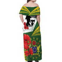 Cook Islands ANZAC Day Off Shoulder Maxi Dress Last Post Lest We Forget LT14 - Polynesian Pride