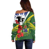 Cook Islands ANZAC Day Off Shoulder Sweater Last Post Lest We Forget LT14 - Polynesian Pride