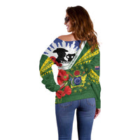 Cook Islands ANZAC Day Off Shoulder Sweater Last Post Lest We Forget LT14 - Polynesian Pride
