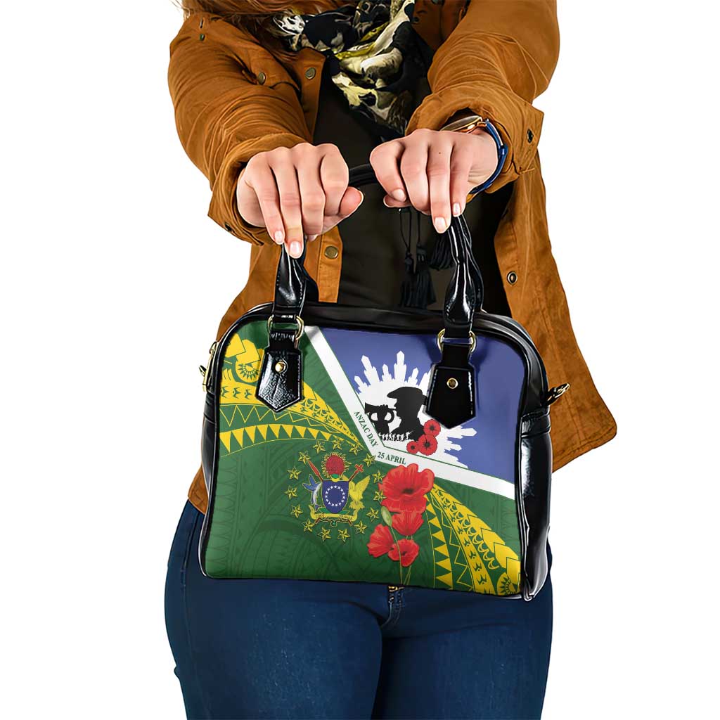 Cook Islands ANZAC Day Shoulder Handbag Last Post Lest We Forget LT14 One Size Green - Polynesian Pride