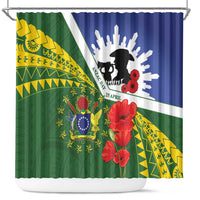 Cook Islands ANZAC Day Shower Curtain Last Post Lest We Forget LT14 Green - Polynesian Pride