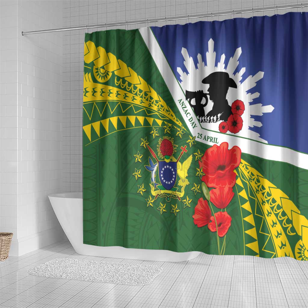 Cook Islands ANZAC Day Shower Curtain Last Post Lest We Forget LT14 - Polynesian Pride
