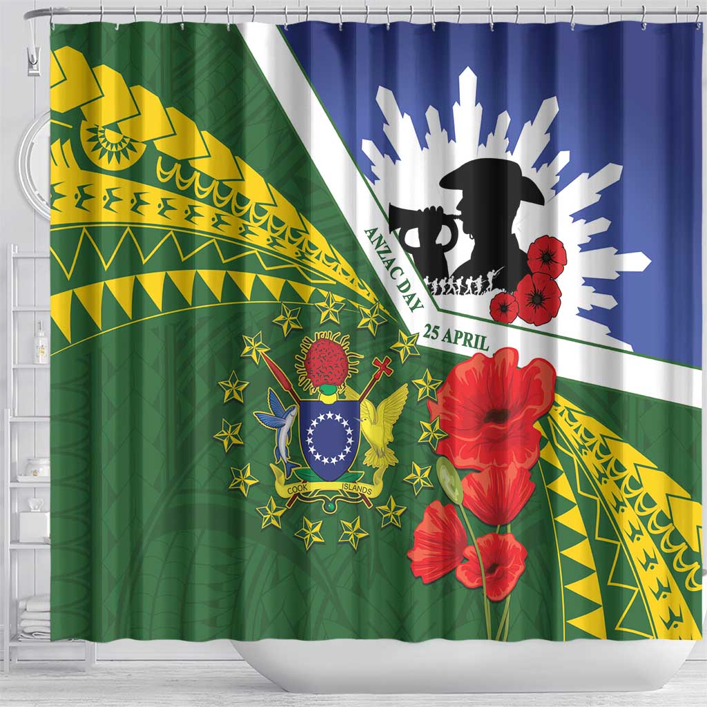 Cook Islands ANZAC Day Shower Curtain Last Post Lest We Forget LT14 - Polynesian Pride