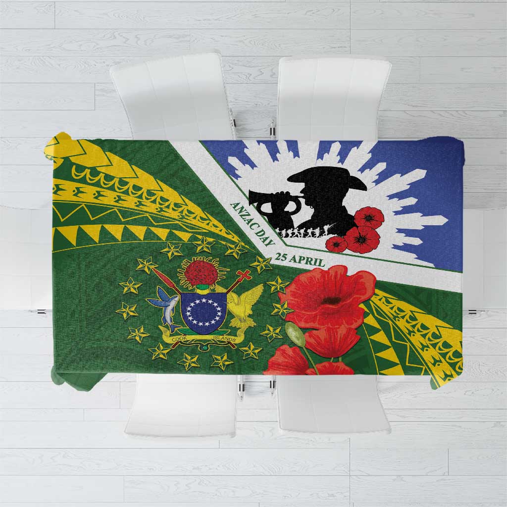 Cook Islands ANZAC Day Tablecloth Last Post Lest We Forget LT14 Green - Polynesian Pride