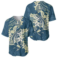 Cyan Polynesia Hammerhead Shark Tattoo With Plumeria Lei Baseball Jersey LT14 - Polynesian Pride