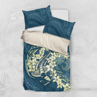 Cyan Polynesia Hammerhead Shark Tattoo With Plumeria Lei Bedding Set LT14 US Twin 172cm x 218cm Cyan - Polynesian Pride
