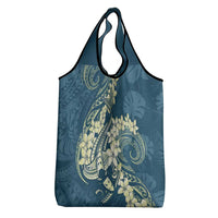 Cyan Polynesia Hammerhead Shark Tattoo With Plumeria Lei Grocery Bag LT14 - Polynesian Pride