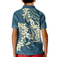 Cyan Polynesia Hammerhead Shark Tattoo With Plumeria Lei Kid Polo Shirt LT14 - Polynesian Pride