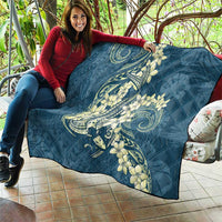 Cyan Polynesia Hammerhead Shark Tattoo With Plumeria Lei Quilt LT14 - Polynesian Pride
