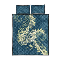 Cyan Polynesia Hammerhead Shark Tattoo With Plumeria Lei Quilt Bed Set LT14 - Polynesian Pride