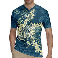 Cyan Polynesia Hammerhead Shark Tattoo With Plumeria Lei Rugby Jersey LT14 - Polynesian Pride