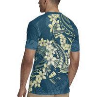 Cyan Polynesia Hammerhead Shark Tattoo With Plumeria Lei Rugby Jersey LT14 - Polynesian Pride
