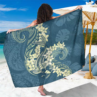 Cyan Polynesia Hammerhead Shark Tattoo With Plumeria Lei Sarong LT14 One Size 44 x 66 inches Cyan - Polynesian Pride