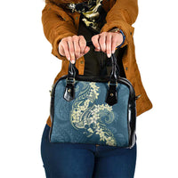 Cyan Polynesia Hammerhead Shark Tattoo With Plumeria Lei Shoulder Handbag LT14 One Size Cyan - Polynesian Pride
