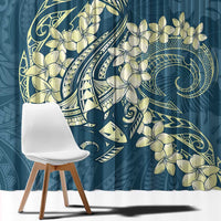 Cyan Polynesia Hammerhead Shark Tattoo With Plumeria Lei Window Curtain LT14 - Polynesian Pride