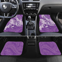 Purple Polynesia Hammerhead Shark Tattoo With Plumeria Lei Car Mats LT14 Set 4pcs Purple - Polynesian Pride
