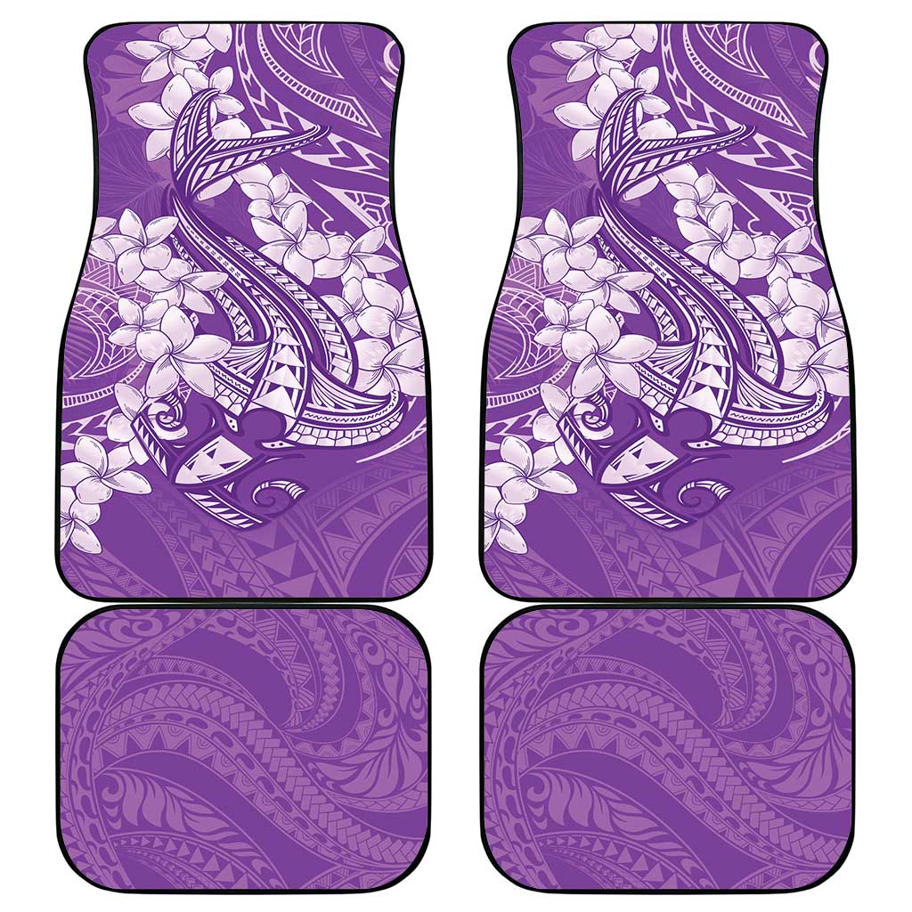 Purple Polynesia Hammerhead Shark Tattoo With Plumeria Lei Car Mats LT14 - Polynesian Pride