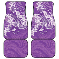 Purple Polynesia Hammerhead Shark Tattoo With Plumeria Lei Car Mats LT14 - Polynesian Pride