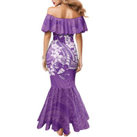 Purple Polynesia Hammerhead Shark Tattoo With Plumeria Lei Mermaid Dress LT14 - Polynesian Pride