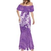 Purple Polynesia Hammerhead Shark Tattoo With Plumeria Lei Mermaid Dress LT14 - Polynesian Pride
