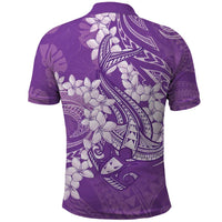 Purple Polynesia Hammerhead Shark Tattoo With Plumeria Lei Polo Shirt LT14 - Polynesian Pride