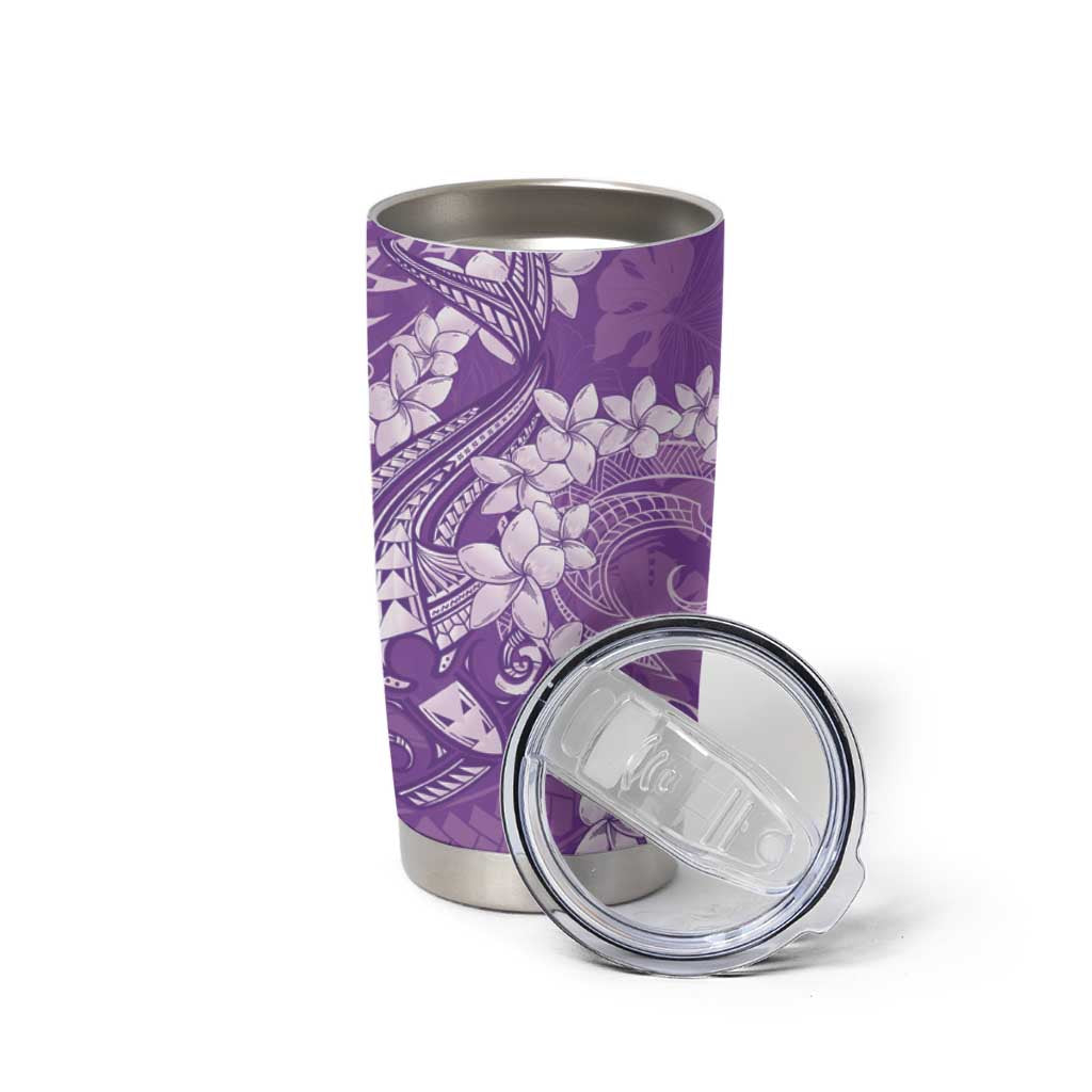 Purple Polynesia Hammerhead Shark Tattoo With Plumeria Lei Tumbler Cup LT14 - Polynesian Pride