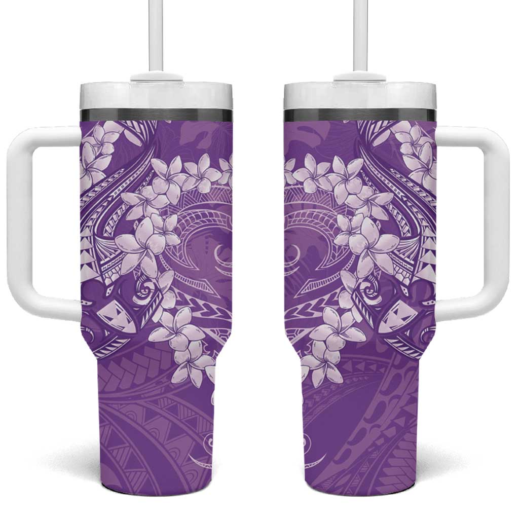 Purple Polynesia Hammerhead Shark Tattoo With Plumeria Lei Tumbler With Handle LT14 One Size: 40 oz Purple - Polynesian Pride