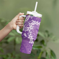 Purple Polynesia Hammerhead Shark Tattoo With Plumeria Lei Tumbler With Handle LT14 - Polynesian Pride