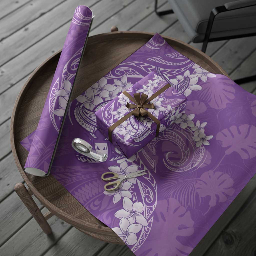 Purple Polynesia Hammerhead Shark Tattoo With Plumeria Lei Wrapping Paper LT14 - Polynesian Pride