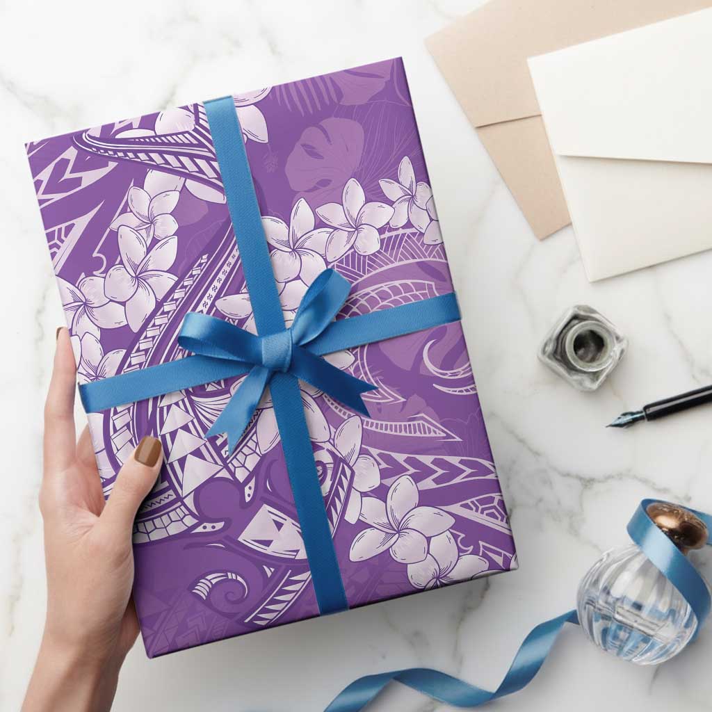 Purple Polynesia Hammerhead Shark Tattoo With Plumeria Lei Wrapping Paper LT14 - Polynesian Pride