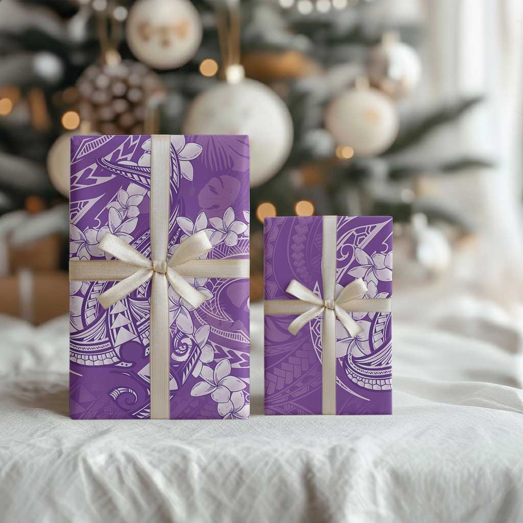 Purple Polynesia Hammerhead Shark Tattoo With Plumeria Lei Wrapping Paper LT14 - Polynesian Pride