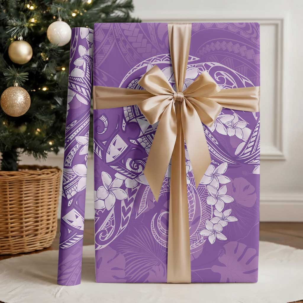 Purple Polynesia Hammerhead Shark Tattoo With Plumeria Lei Wrapping Paper LT14 - Polynesian Pride