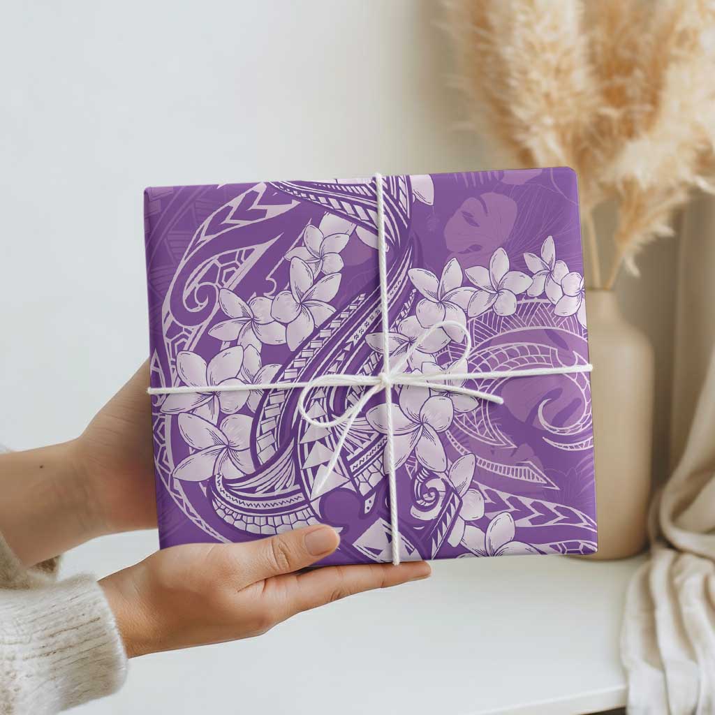 Purple Polynesia Hammerhead Shark Tattoo With Plumeria Lei Wrapping Paper LT14 - Polynesian Pride