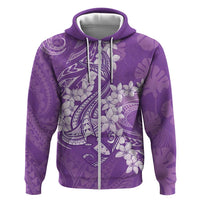 Purple Polynesia Hammerhead Shark Tattoo With Plumeria Lei Zip Hoodie LT14 Zip Hoodie Purple - Polynesian Pride