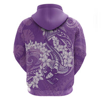 Purple Polynesia Hammerhead Shark Tattoo With Plumeria Lei Zip Hoodie LT14 - Polynesian Pride