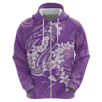 Purple Polynesia Hammerhead Shark Tattoo With Plumeria Lei Zip Hoodie LT14 - Polynesian Pride