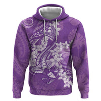 Purple Polynesia Hammerhead Shark Tattoo With Plumeria Lei Zip Hoodie LT14 Pullover Hoodie Purple - Polynesian Pride