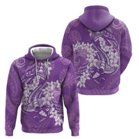 Purple Polynesia Hammerhead Shark Tattoo With Plumeria Lei Zip Hoodie LT14 - Polynesian Pride