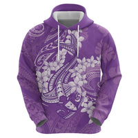 Purple Polynesia Hammerhead Shark Tattoo With Plumeria Lei Zip Hoodie LT14 - Polynesian Pride