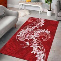 Red Polynesia Hammerhead Shark Tattoo With Plumeria Lei Area Rug LT14 - Polynesian Pride