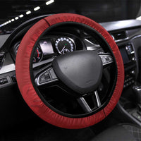 Red Polynesia Hammerhead Shark Tattoo With Plumeria Lei Steering Wheel Cover LT14 Universal Fit Red - Polynesian Pride
