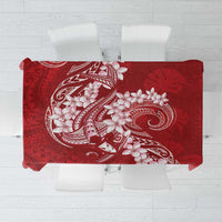 Red Polynesia Hammerhead Shark Tattoo With Plumeria Lei Tablecloth LT14 Red - Polynesian Pride