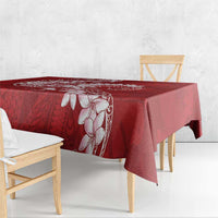 Red Polynesia Hammerhead Shark Tattoo With Plumeria Lei Tablecloth LT14 - Polynesian Pride