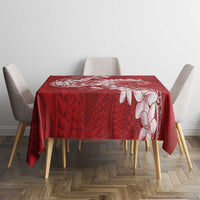 Red Polynesia Hammerhead Shark Tattoo With Plumeria Lei Tablecloth LT14 - Polynesian Pride