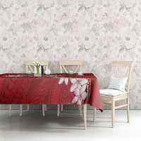 Red Polynesia Hammerhead Shark Tattoo With Plumeria Lei Tablecloth LT14 - Polynesian Pride